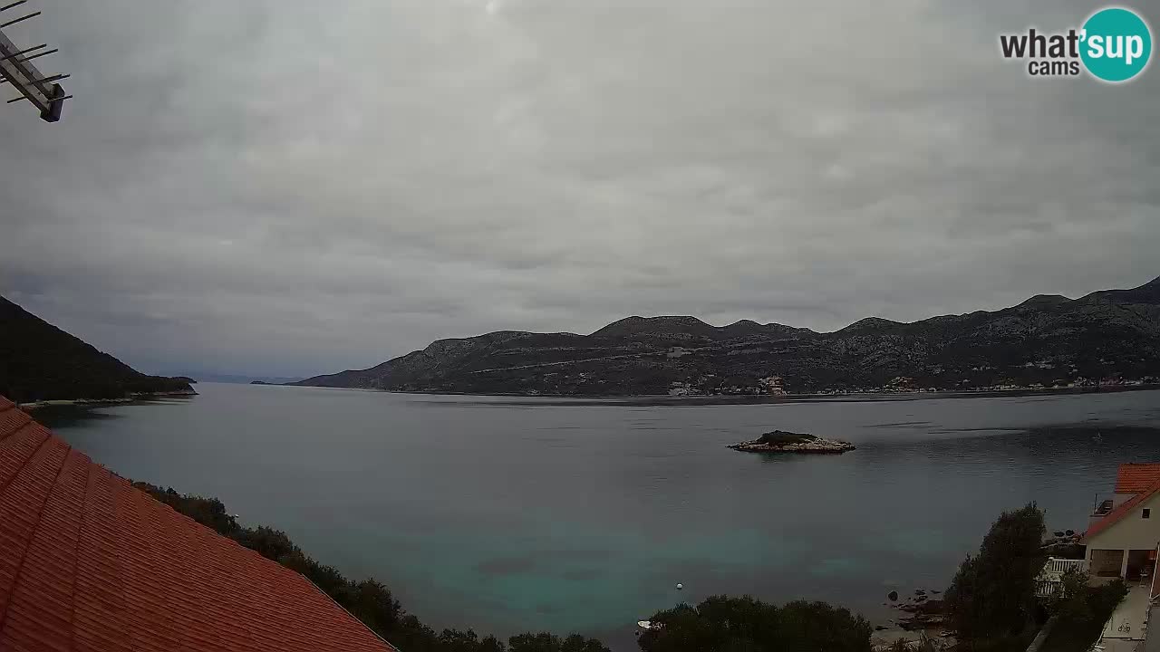 Korčula live webcam – Tri Žala panorama verso Pelješac