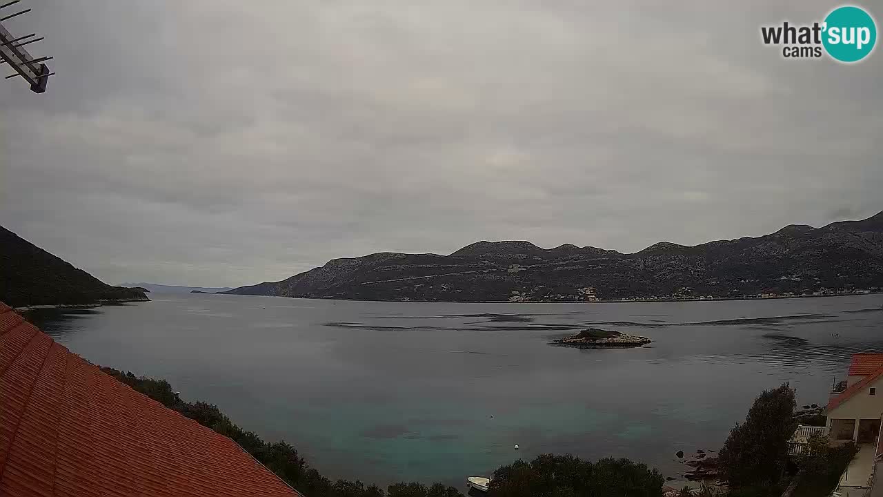 Korčula live webcam – Tri Žala panorama verso Pelješac