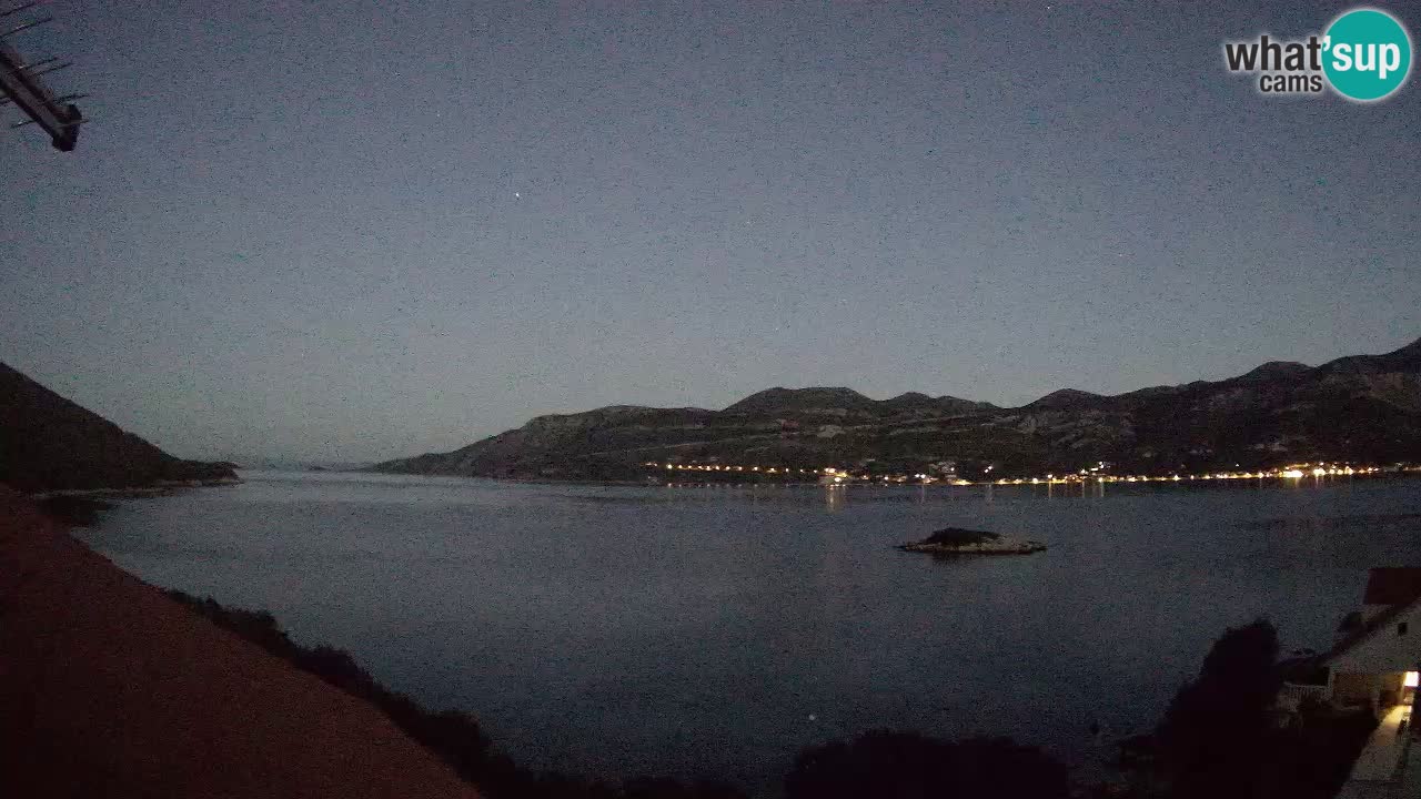 Korčula live webcam – Tri Žala panorama verso Pelješac