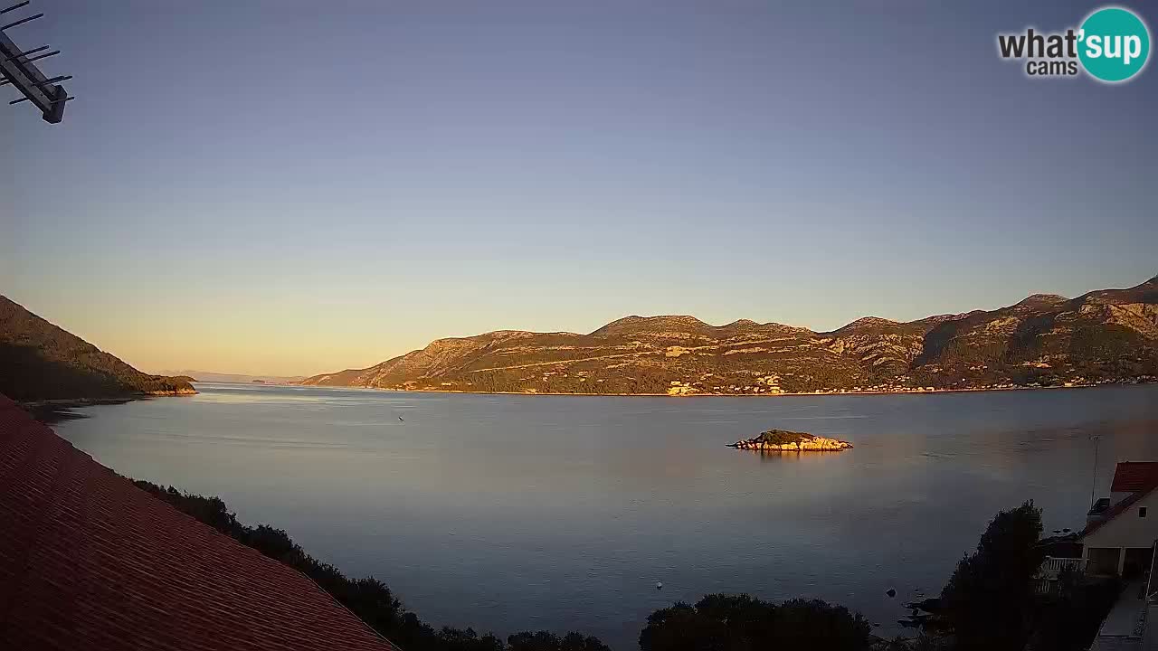 Korčula live webcam – Tri Žala panorama verso Pelješac