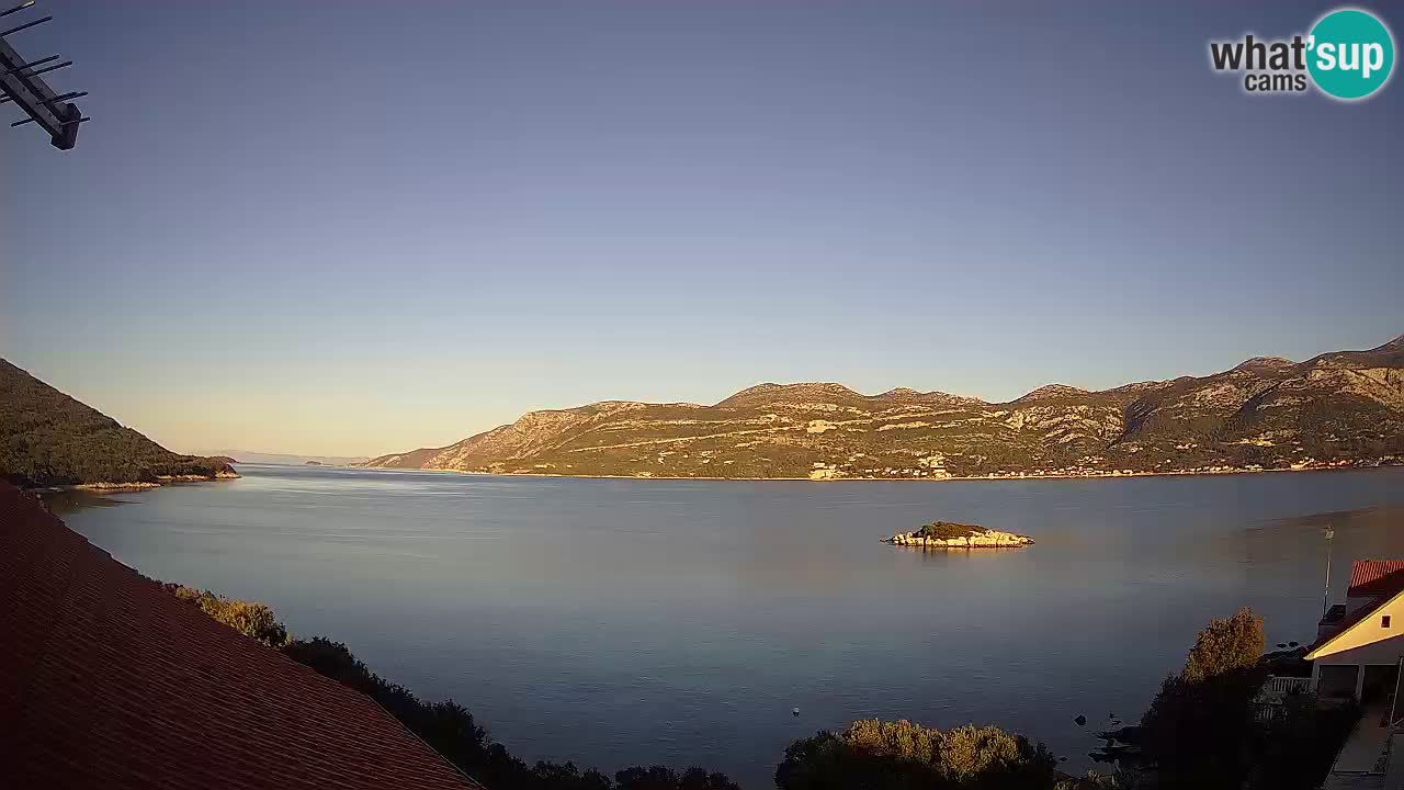 Korčula live webcam – Tri Žala panorama verso Pelješac