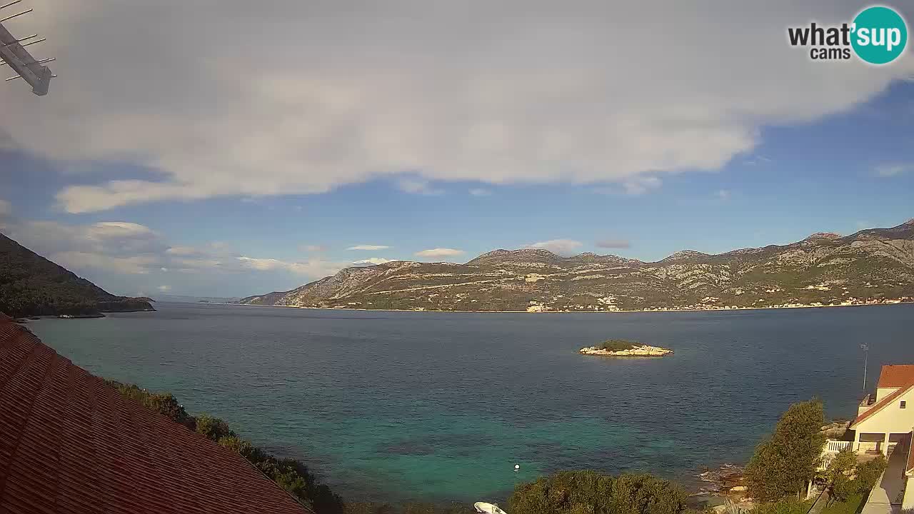 Korčula live webcam – Tri Žala panorama verso Pelješac