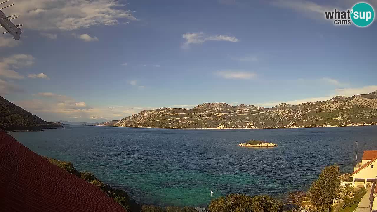 Korčula live webcam – Tri Žala panorama verso Pelješac