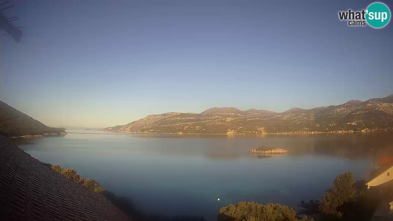 Korčula live webcam – Tri Žala panorama verso Pelješac