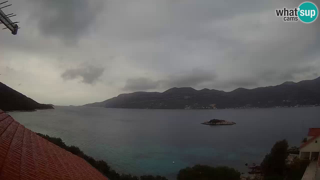 Korčula live webcam – Tri Žala panorama verso Pelješac