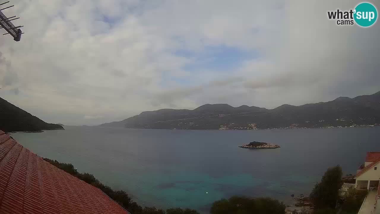 Korčula live webcam – Tri Žala panorama verso Pelješac