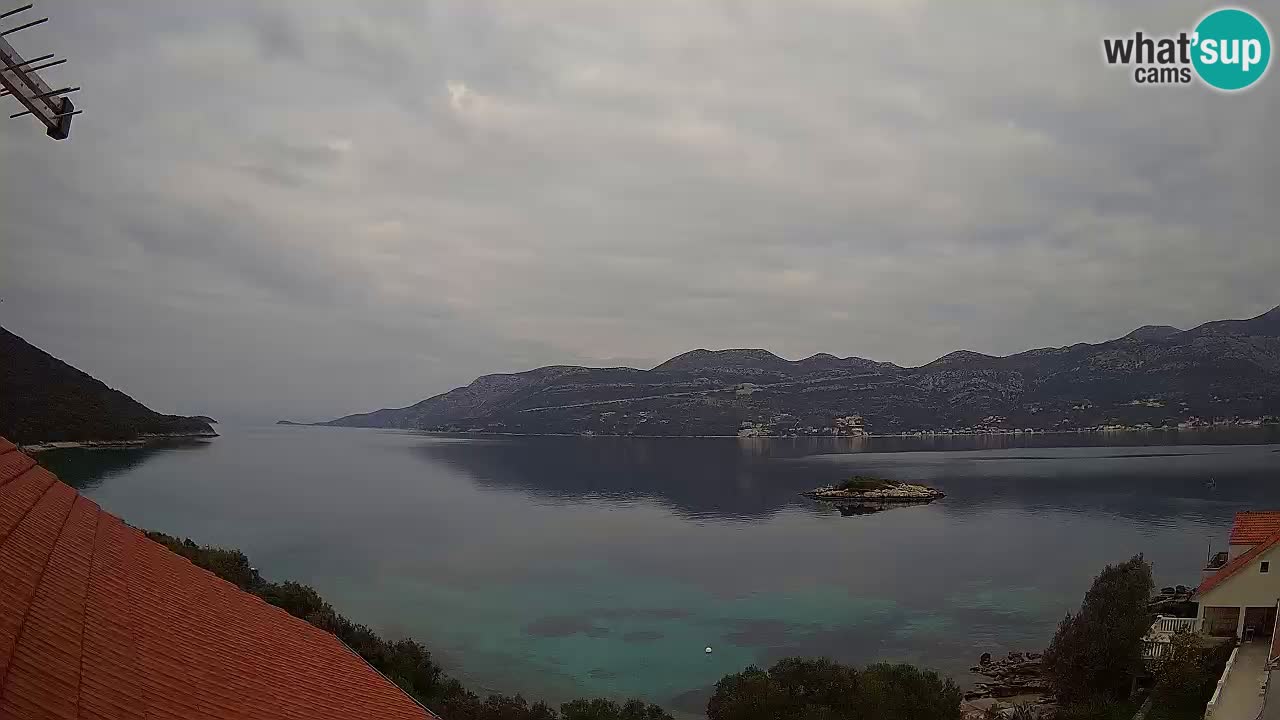 Korčula live webcam – Tri Žala panorama verso Pelješac