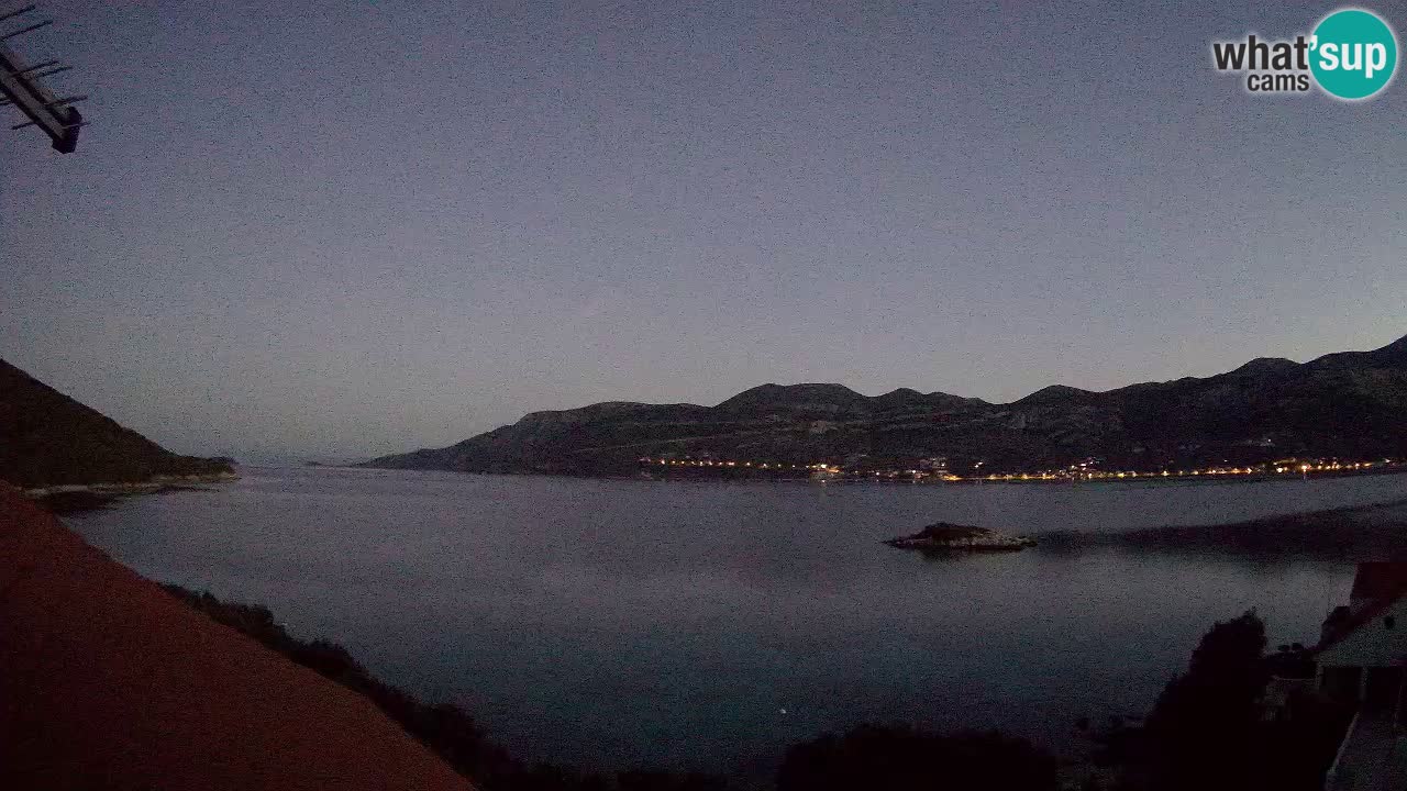 Korčula live webcam – Tri Žala panorama verso Pelješac