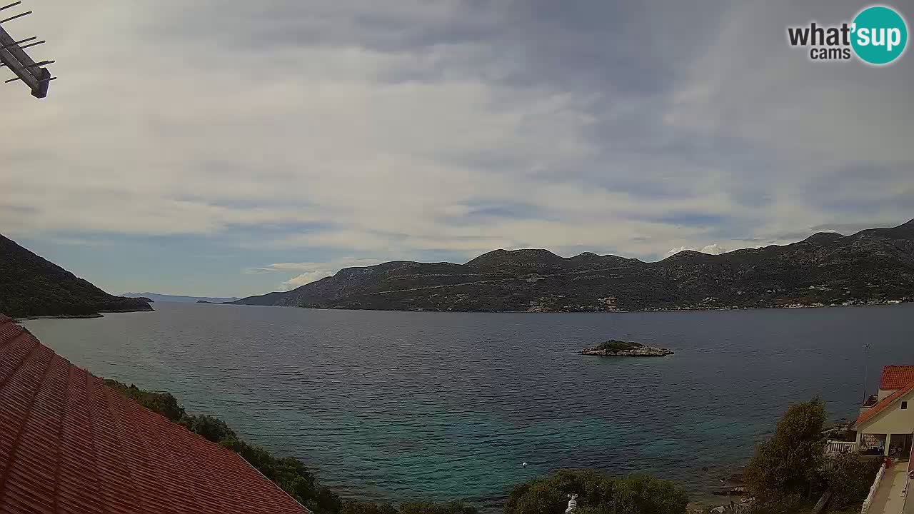 Korčula live webcam – Tri Žala panorama verso Pelješac