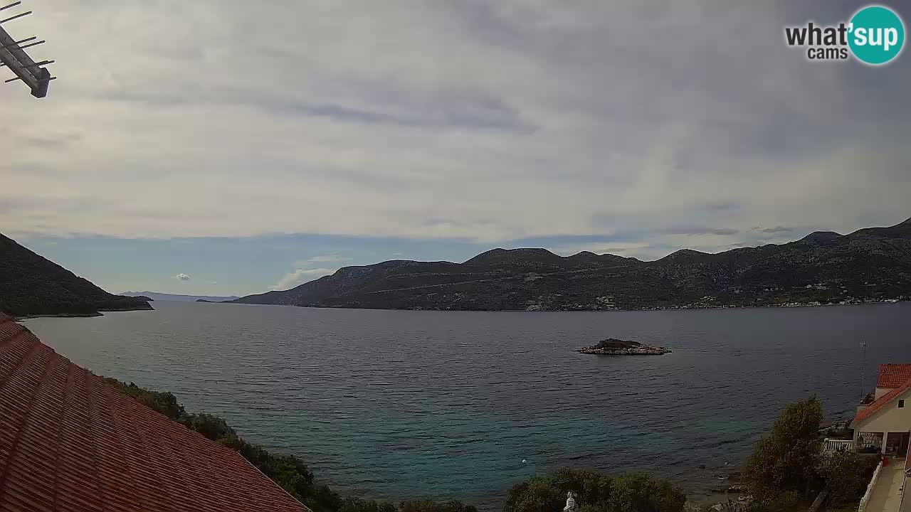 Korčula live webcam – Tri Žala panorama verso Pelješac