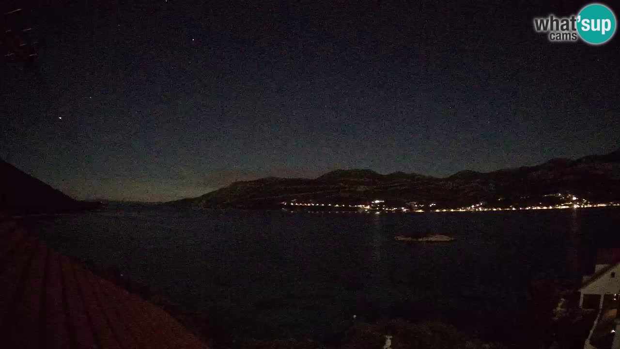 Korčula live webcam – Tri Žala panorama verso Pelješac