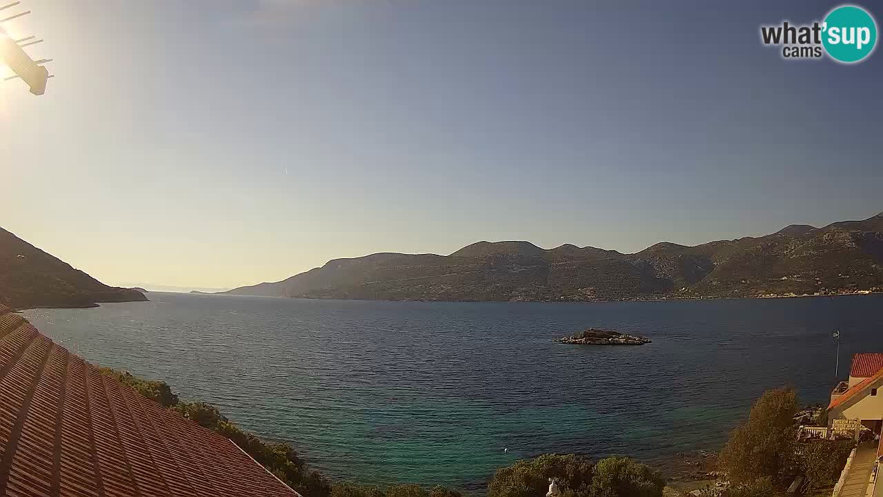 Korčula live webcam – Tri Žala panorama verso Pelješac
