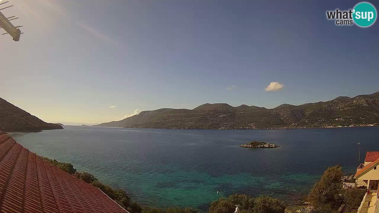 Korčula live webcam – Tri Žala panorama verso Pelješac