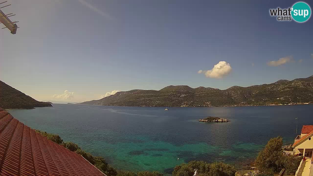 Korčula live webcam – Tri Žala panorama verso Pelješac