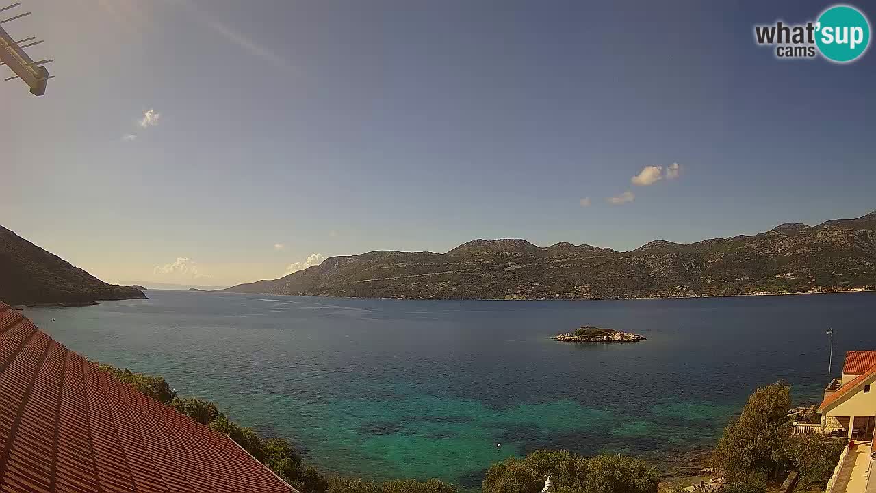 Korčula live webcam – Tri Žala panorama verso Pelješac