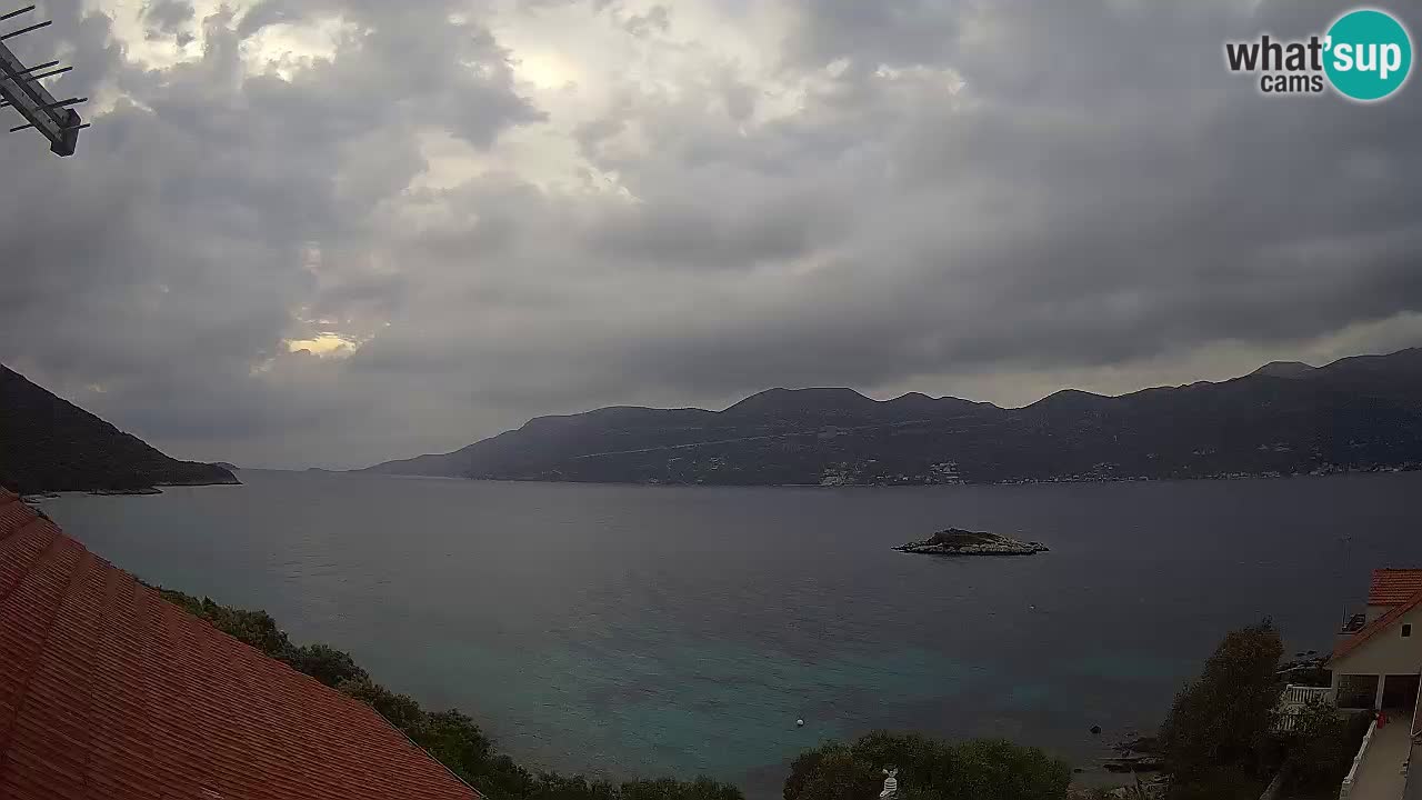 Korčula live webcam – Tri Žala panorama verso Pelješac