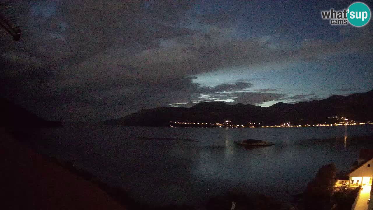 Korčula live webcam – Tri Žala panorama verso Pelješac
