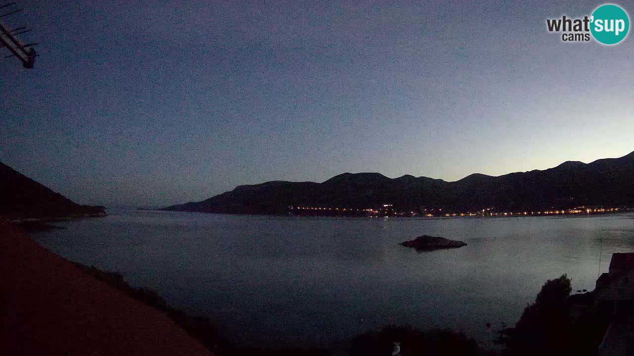 Korčula live webcam – Tri Žala panorama verso Pelješac