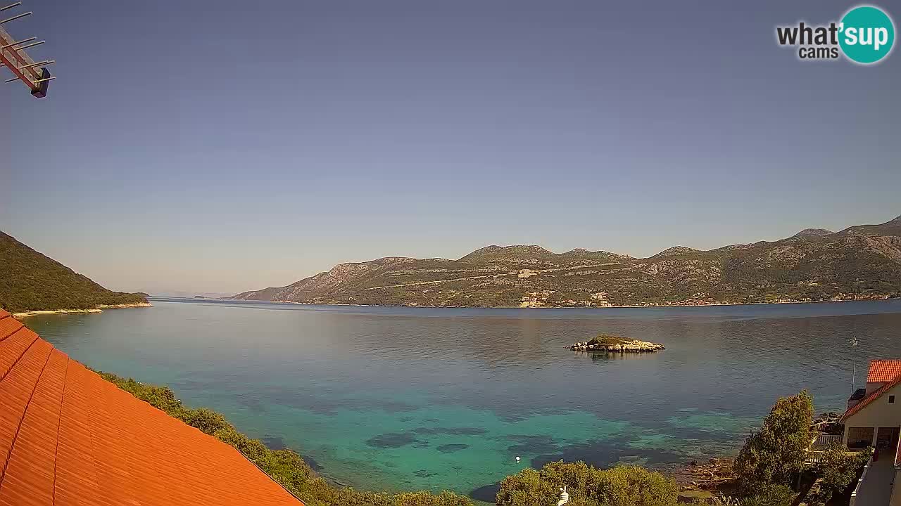Korčula live webcam – Tri Žala panorama verso Pelješac