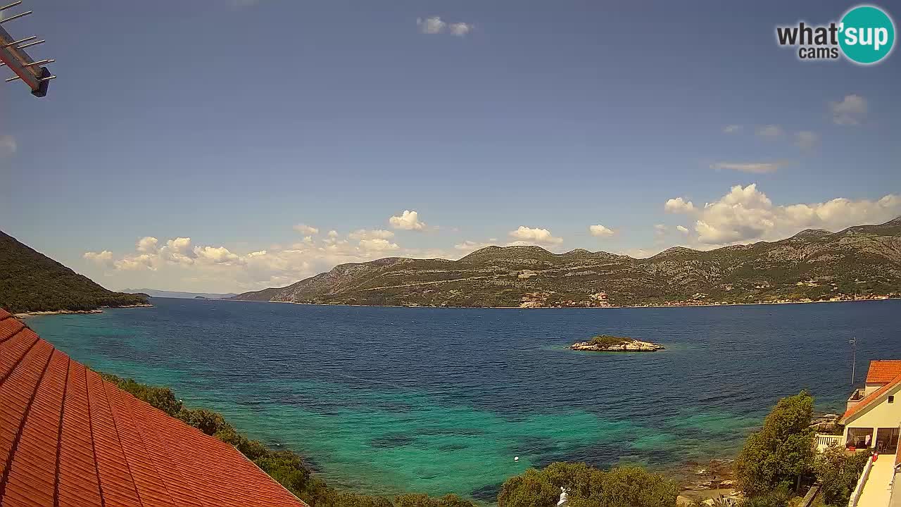 Korčula live webcam – Tri Žala panorama verso Pelješac