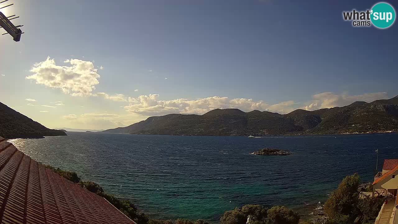Korčula live webcam – Tri Žala panorama verso Pelješac