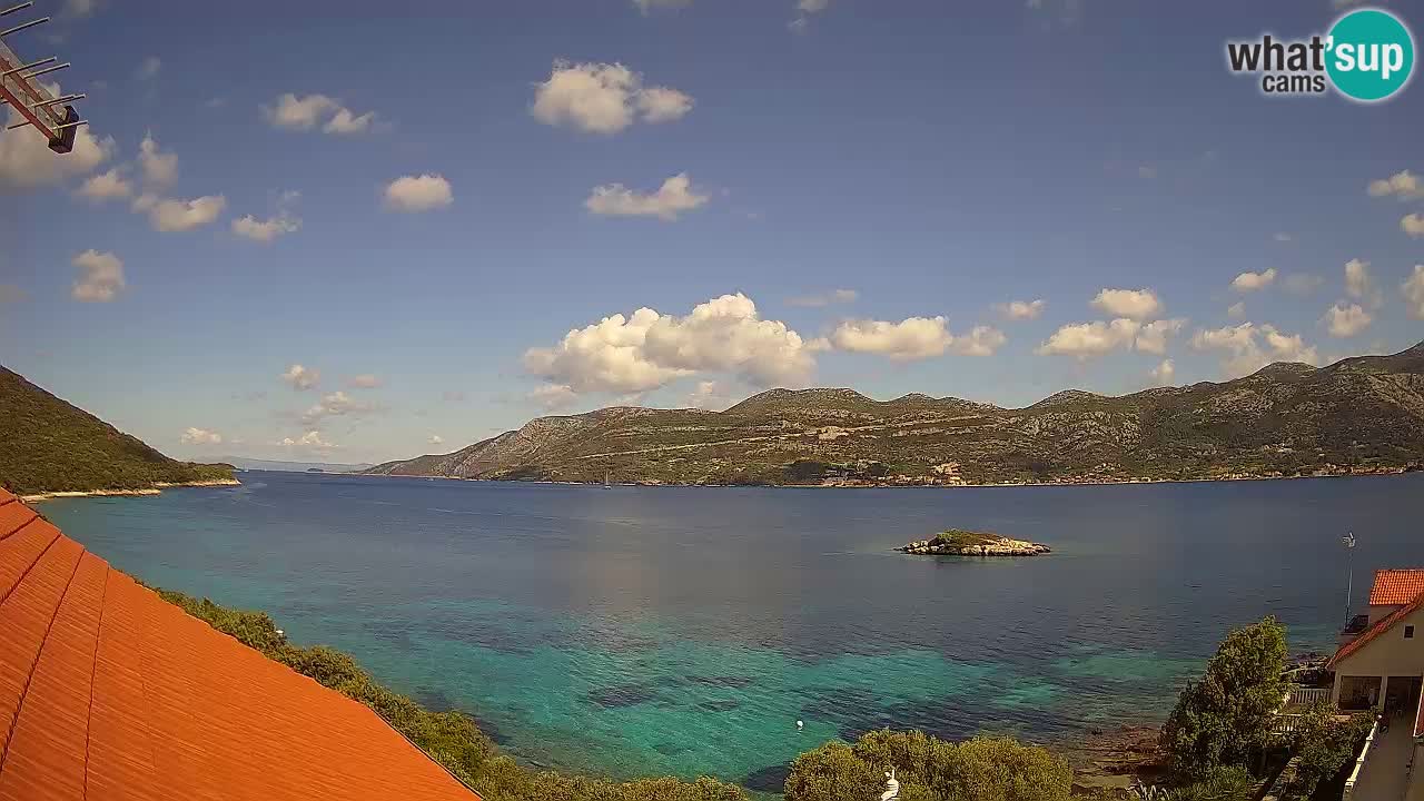 Korčula live webcam – Tri Žala panorama verso Pelješac