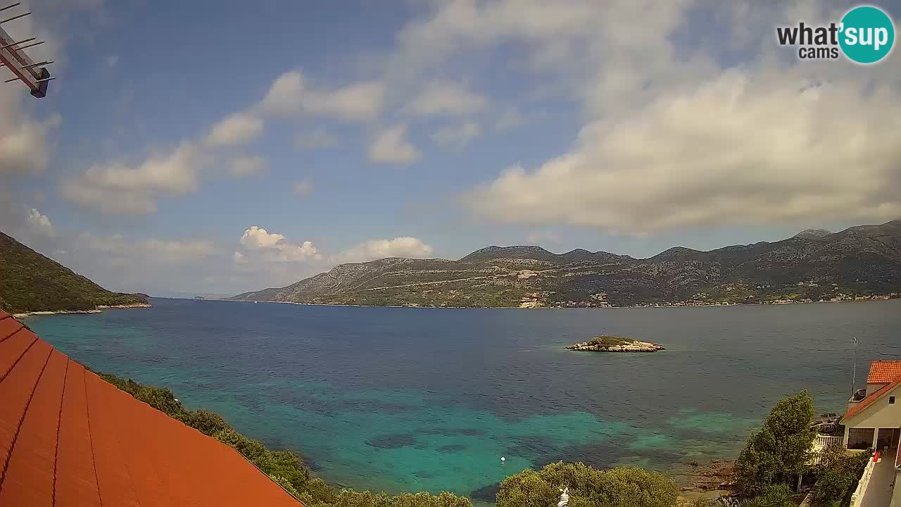 Korčula spletna kamera v živo – Tri Žala pogled na Pelješac
