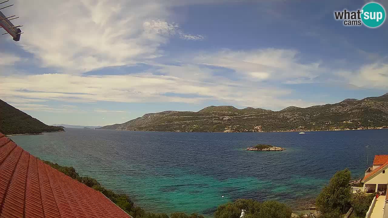 Korčula live webcam – Tri Žala panorama verso Pelješac