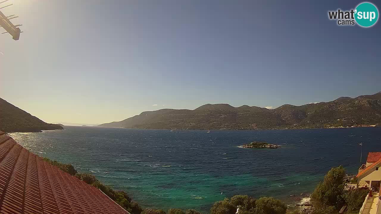 Korčula live webcam – Tri Žala panorama verso Pelješac