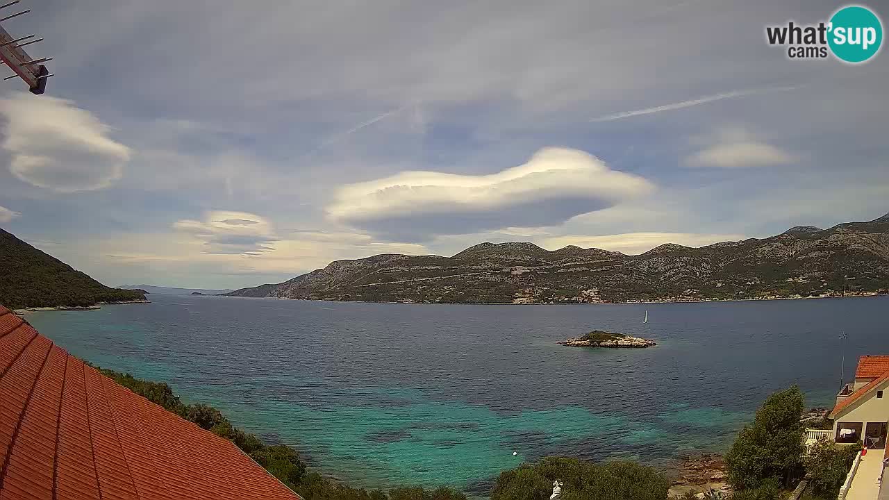 Korčula live webcam – Tri Žala panorama verso Pelješac