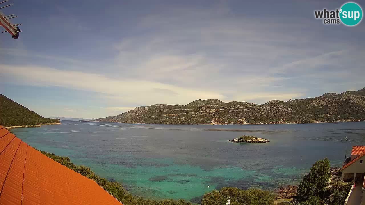 Korčula live webcam – Tri Žala panorama verso Pelješac