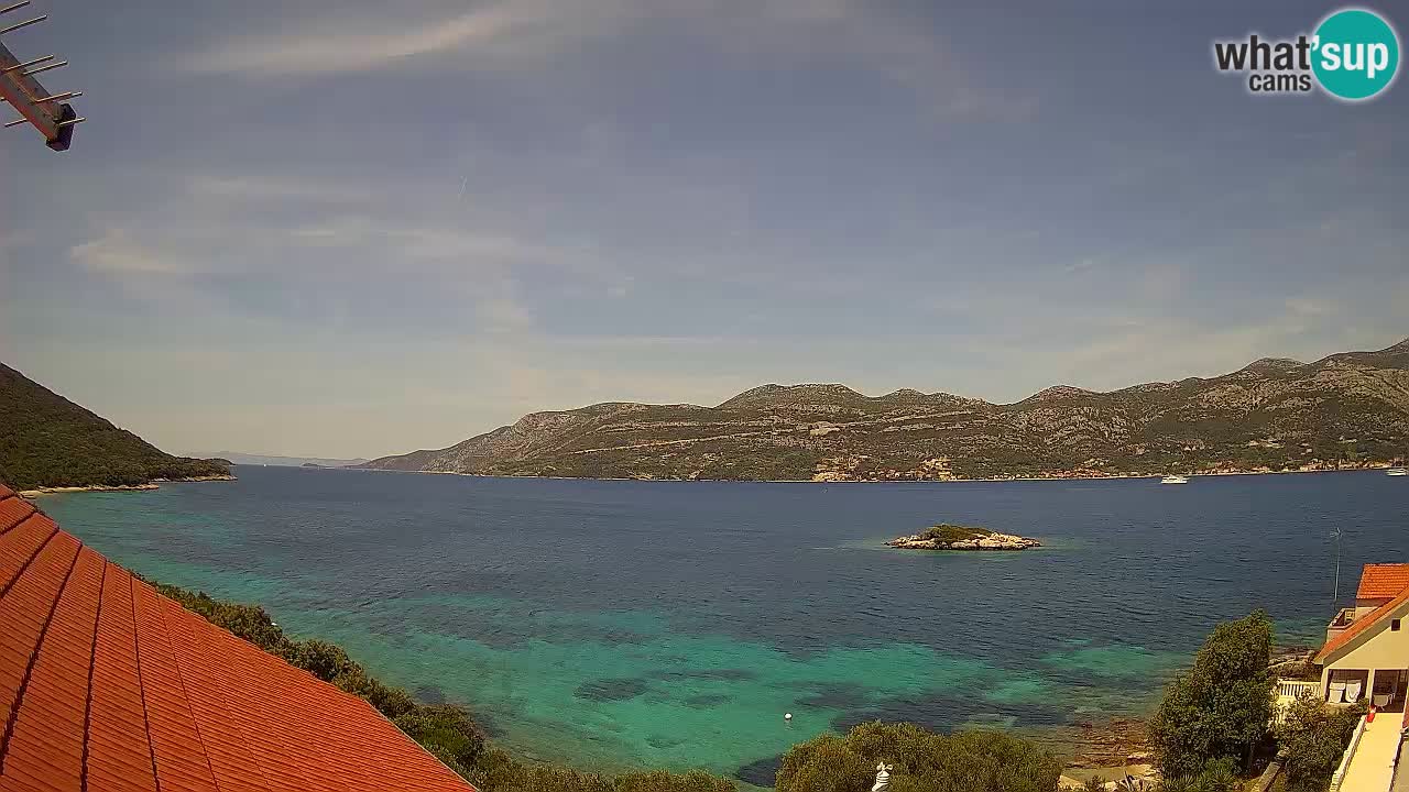 Korčula live webcam – Tri Žala panorama verso Pelješac