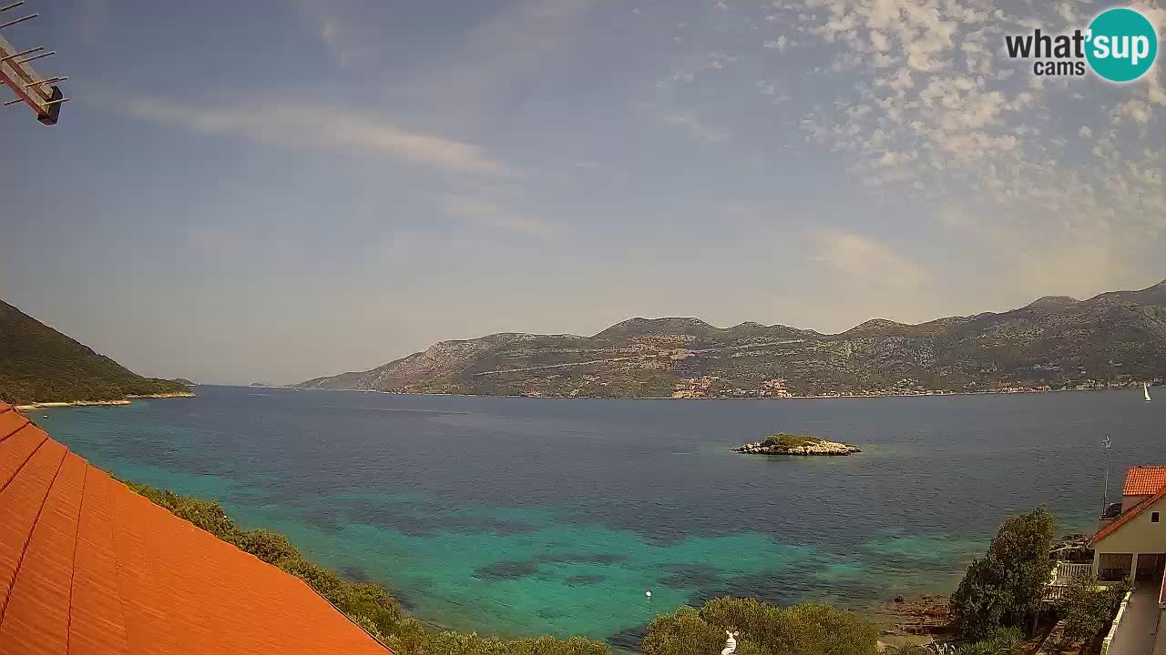 Korčula spletna kamera v živo – Tri Žala pogled na Pelješac