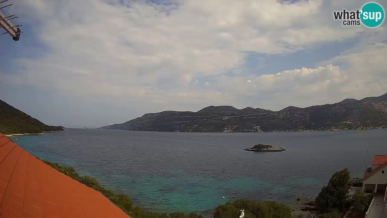 Korčula live webcam – Tri Žala panorama verso Pelješac