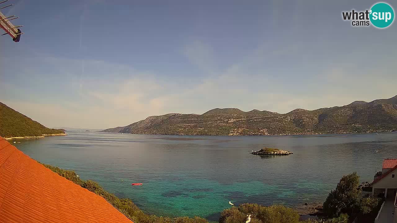 Korčula live webcam – Tri Žala panorama verso Pelješac