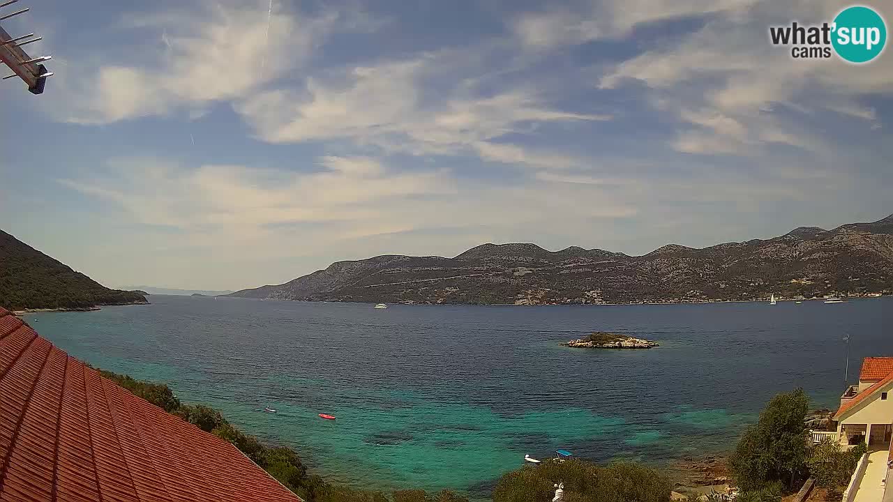 Korčula live webcam – Tri Žala panorama verso Pelješac