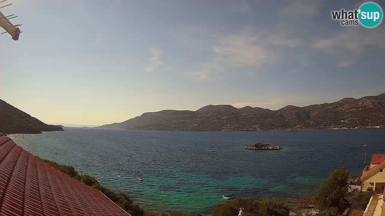 Korčula live webcam – Tri Žala panorama verso Pelješac