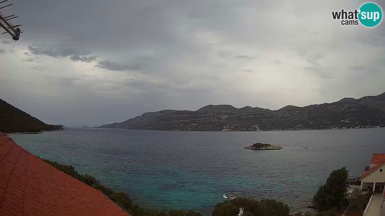 Korčula live webcam – Tri Žala panorama verso Pelješac