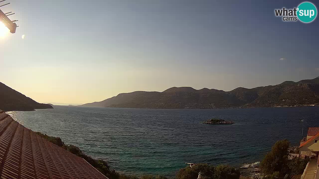 Korčula live webcam – Tri Žala panorama verso Pelješac