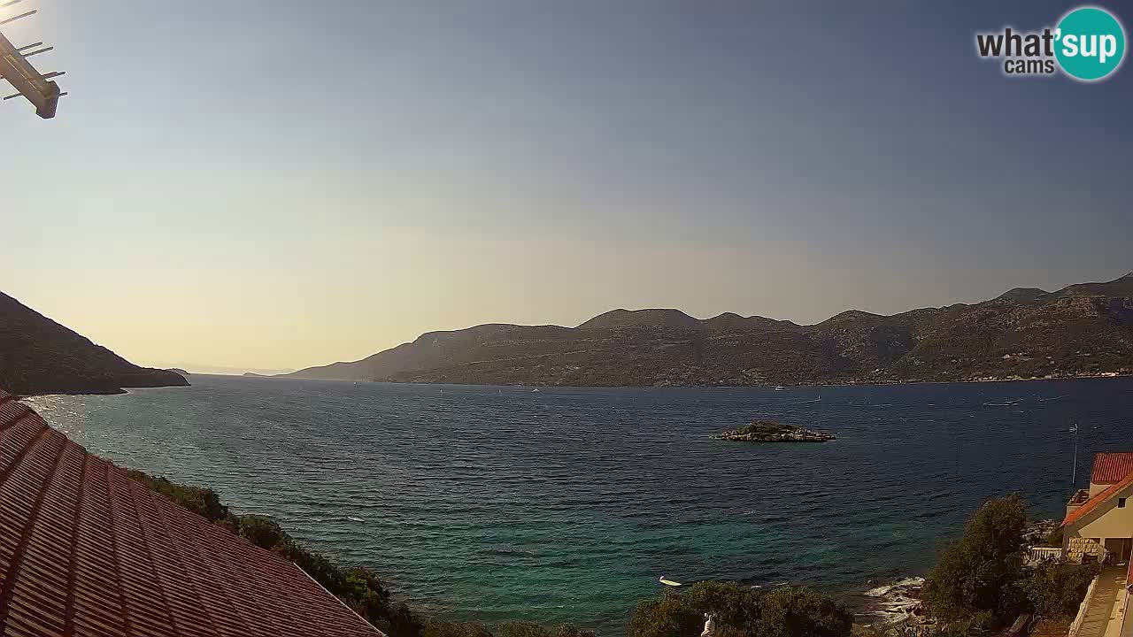 Korčula live webcam – Tri Žala panorama verso Pelješac