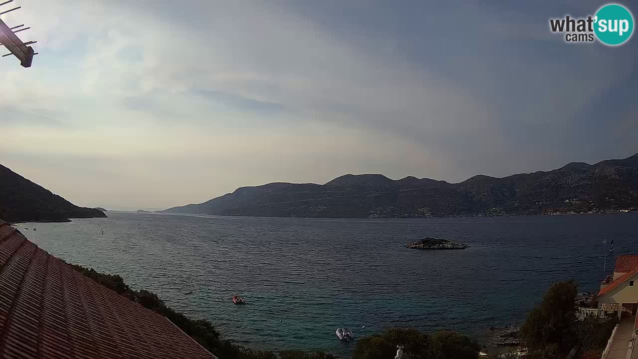 Korčula live webcam – Tri Žala panorama verso Pelješac