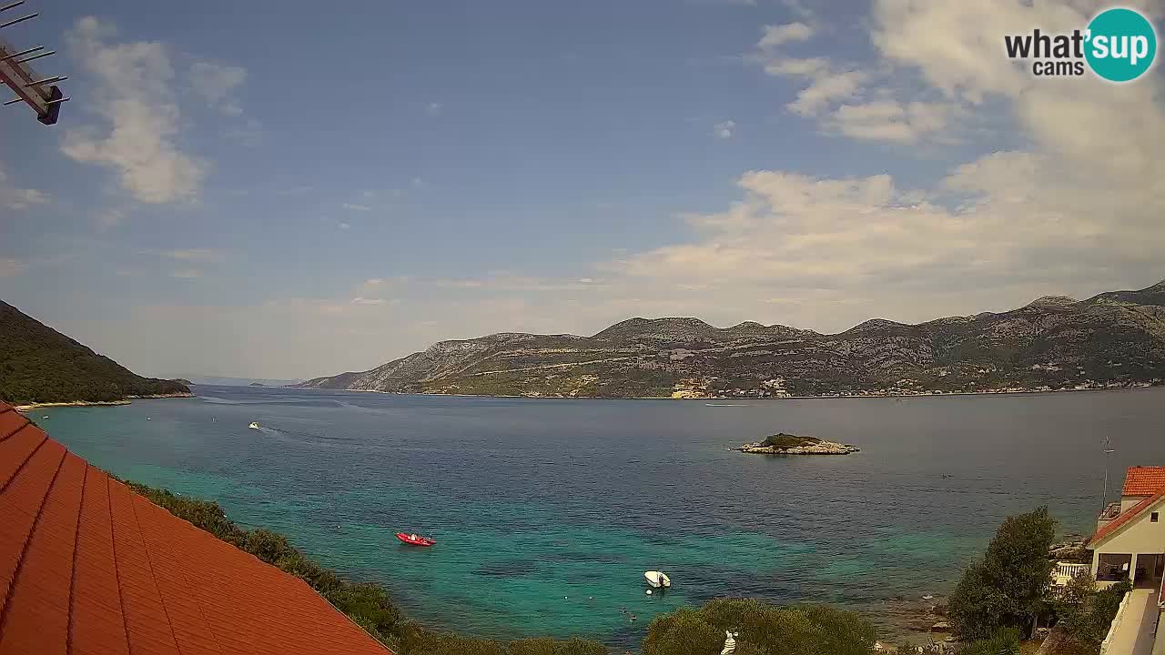 Korčula live webcam – Tri Žala panorama verso Pelješac