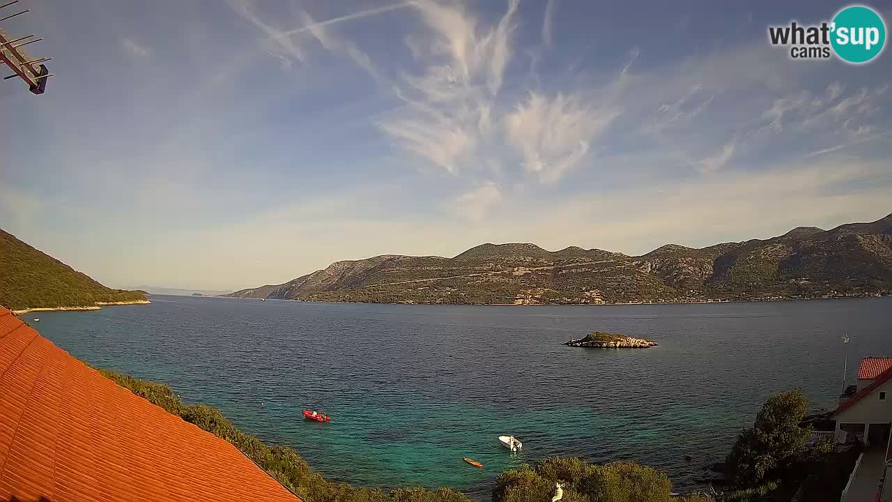 Korčula live webcam – Tri Žala panorama verso Pelješac