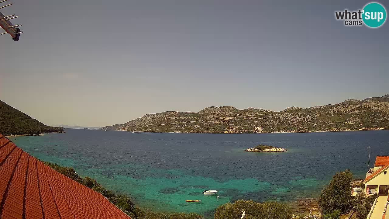 Korčula live webcam – Tri Žala panorama verso Pelješac