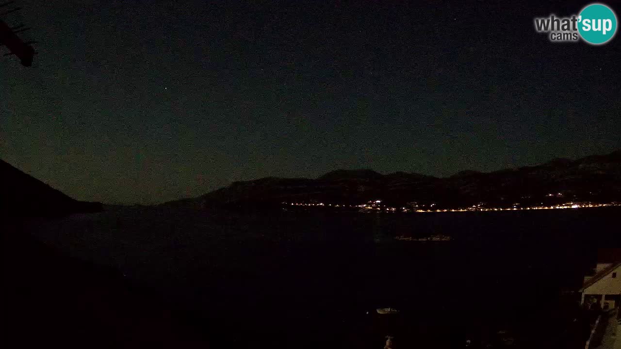 Korčula live webcam – Tri Žala panorama verso Pelješac