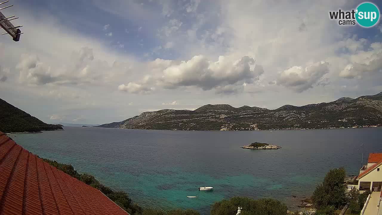 Korčula live webcam – Tri Žala panorama verso Pelješac