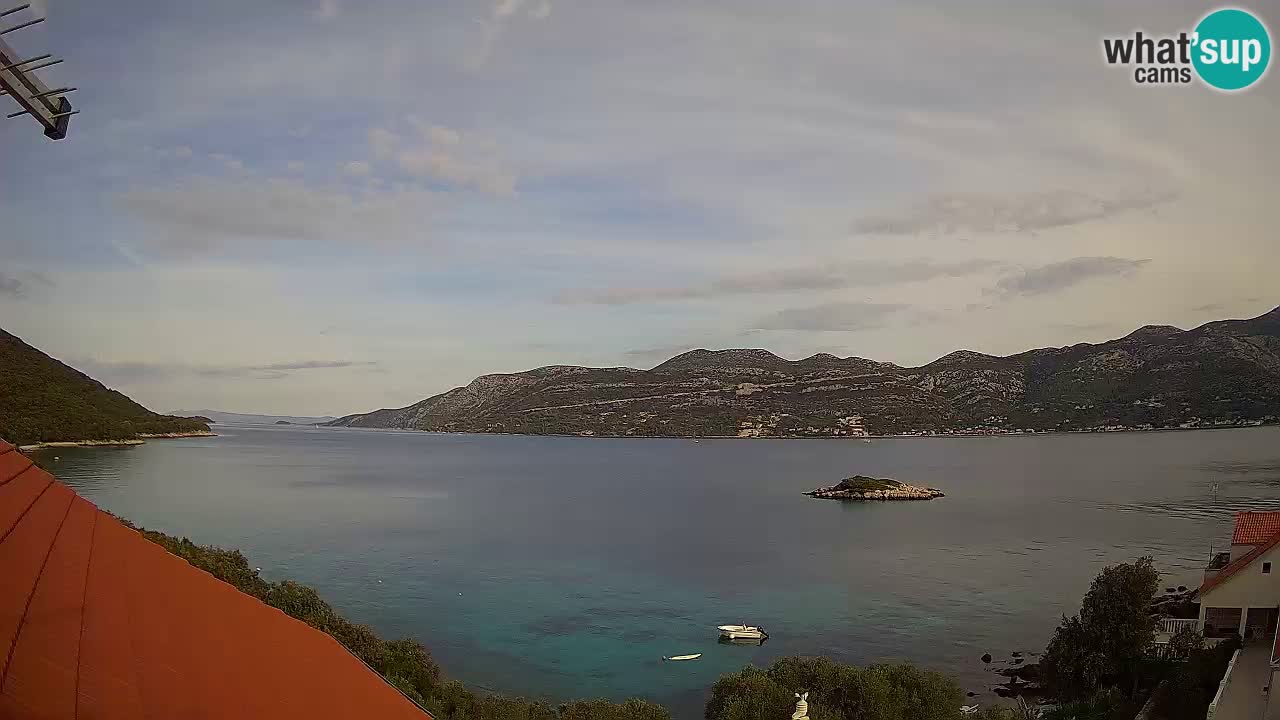 Korčula live webcam – Tri Žala panorama verso Pelješac