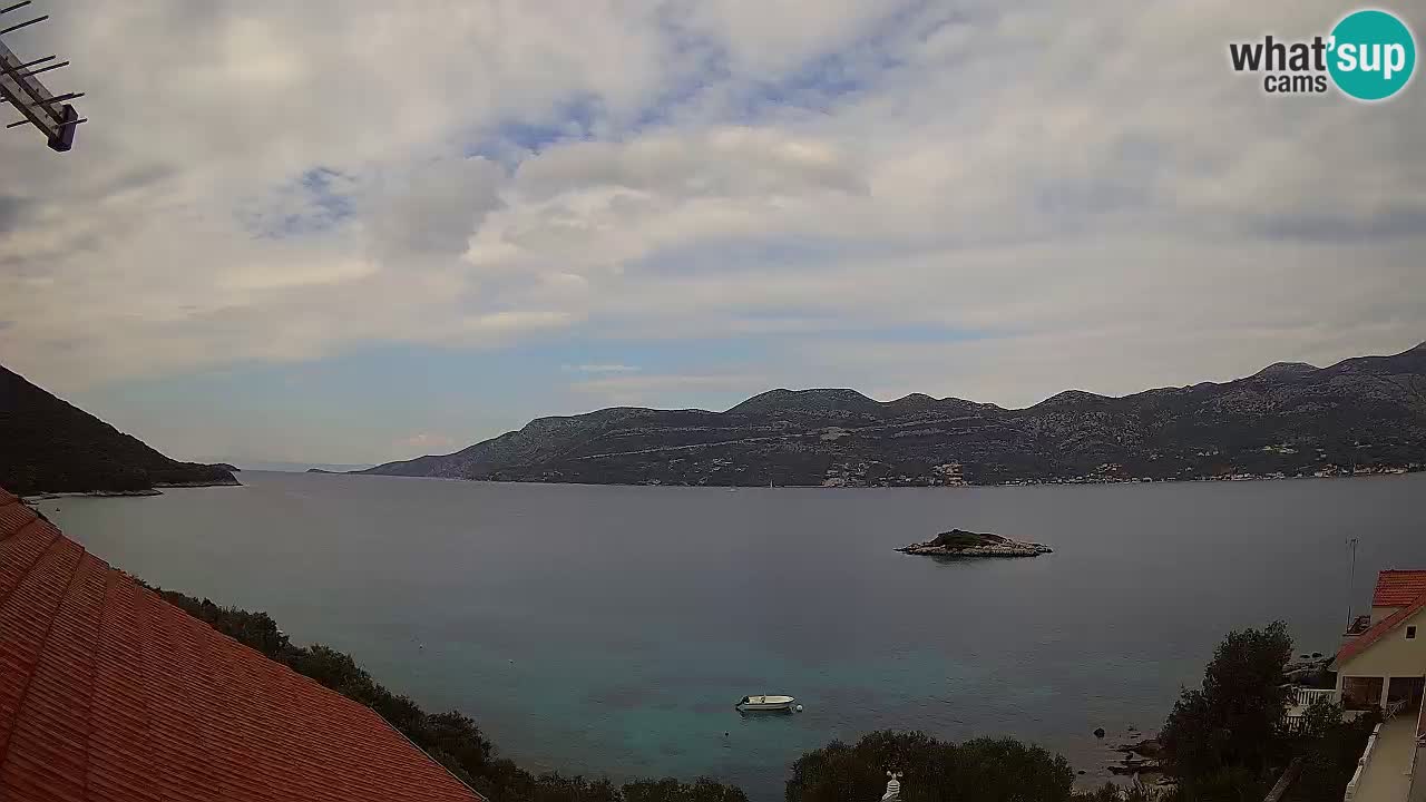 Korčula live webcam – Tri Žala panorama verso Pelješac