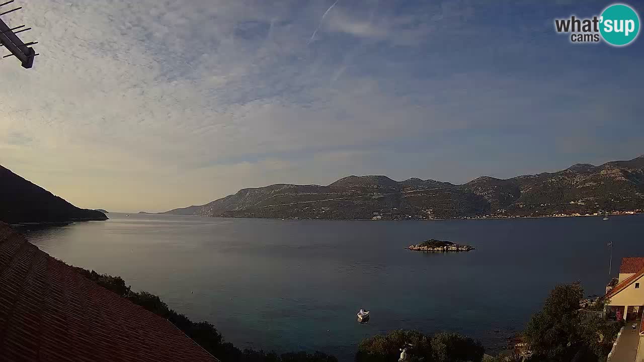 Korčula live webcam – Tri Žala panorama verso Pelješac