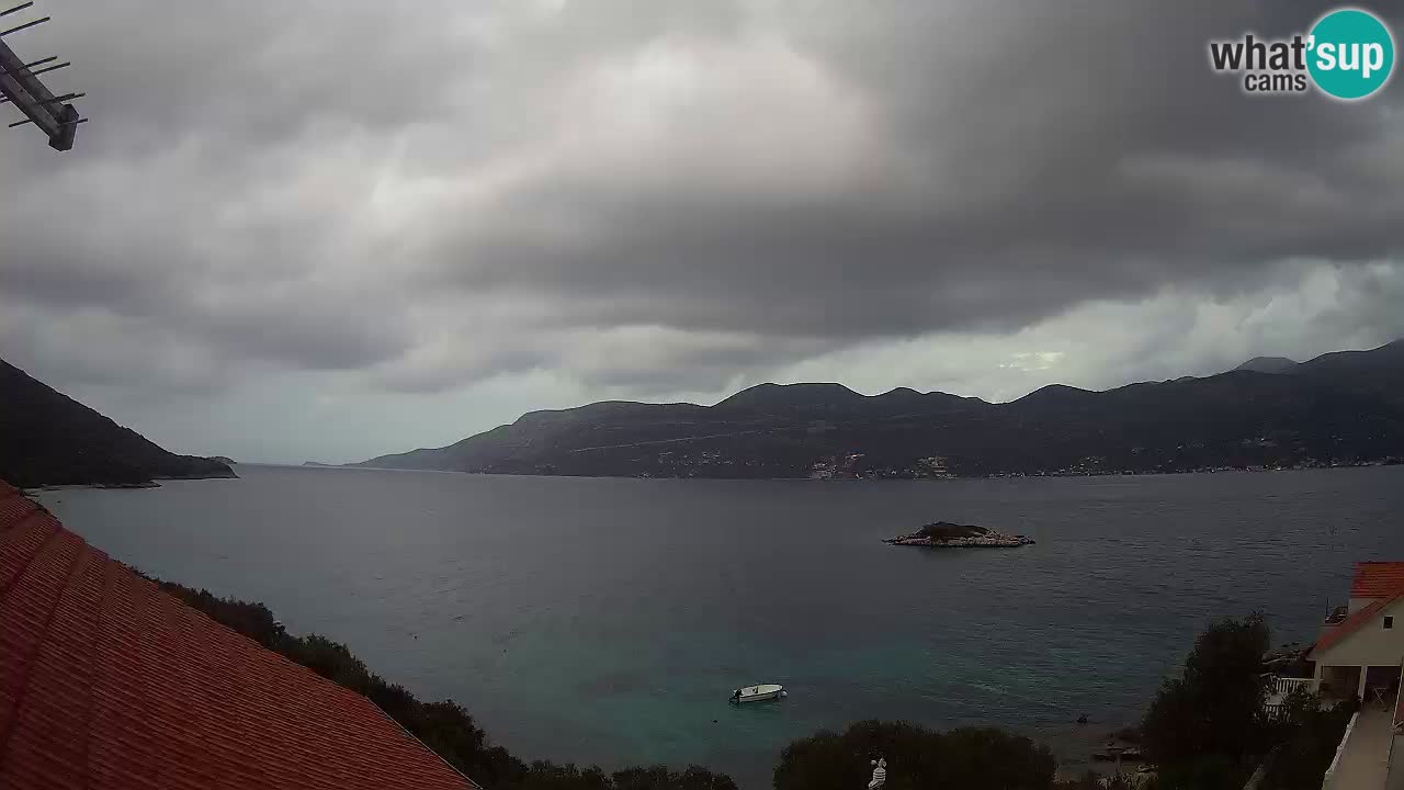 Korčula live webcam – Tri Žala panorama verso Pelješac